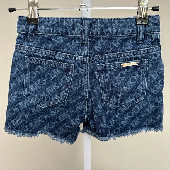 Michael Kors Empire Logo Print Denim Short size 10 - Picture 3 of 5